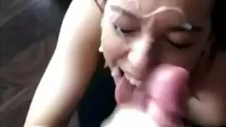 thick cum blasted on her smiling face
