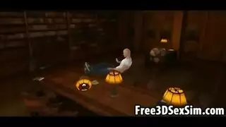 فتاة تنكرية شهوانية تخدم قضيبًا غليظًا بفمها